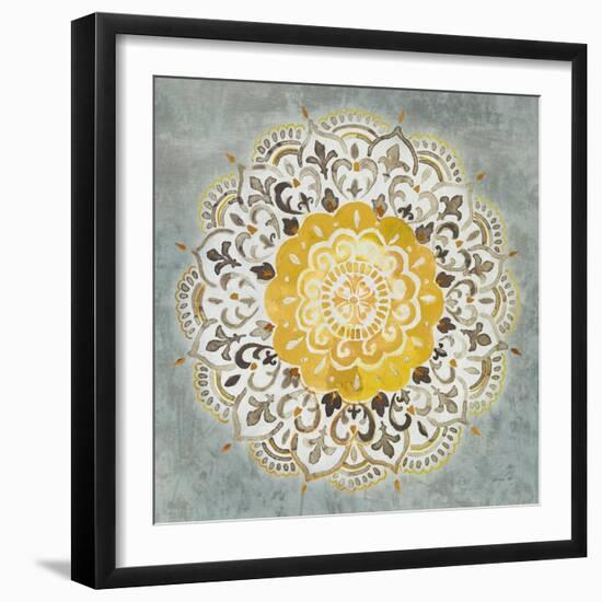 Mandala Delight IV Yellow Grey-Danhui Nai-Framed Art Print