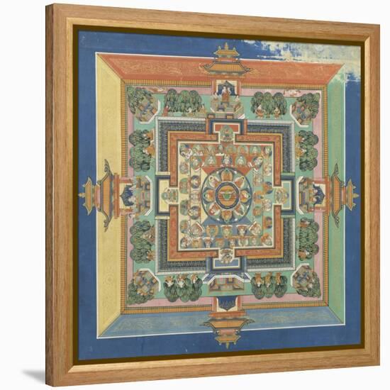 Mandala du livre ; Bahaishajyaguru et les sept autres Buddha de médecine-null-Framed Premier Image Canvas