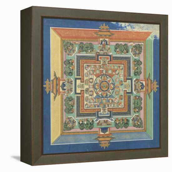 Mandala du livre ; Bahaishajyaguru et les sept autres Buddha de médecine-null-Framed Premier Image Canvas