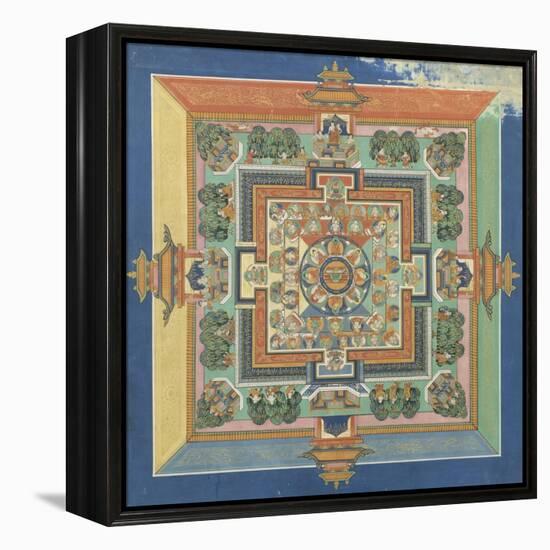 Mandala du livre ; Bahaishajyaguru et les sept autres Buddha de médecine-null-Framed Premier Image Canvas