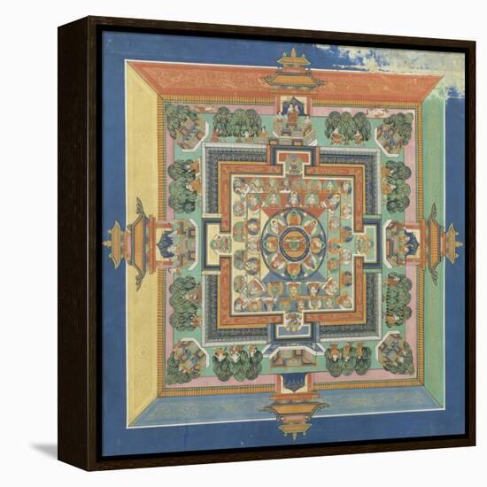 Mandala du livre ; Bahaishajyaguru et les sept autres Buddha de médecine-null-Framed Premier Image Canvas