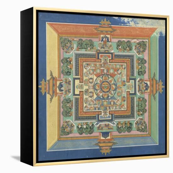 Mandala du livre ; Bahaishajyaguru et les sept autres Buddha de médecine-null-Framed Premier Image Canvas