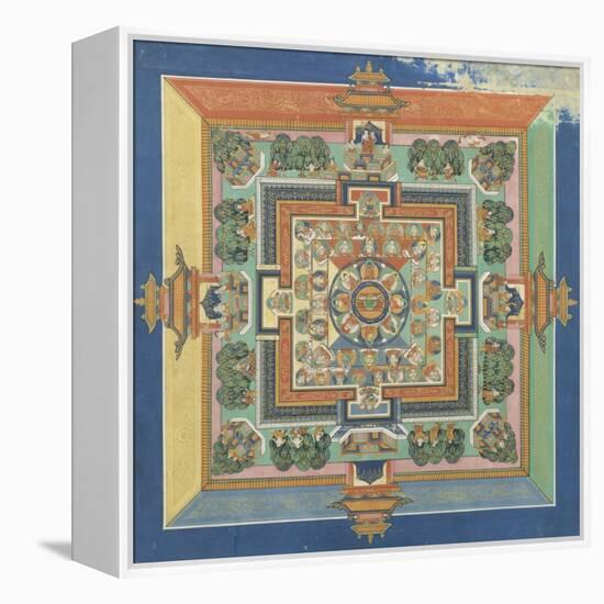 Mandala du livre ; Bahaishajyaguru et les sept autres Buddha de médecine-null-Framed Premier Image Canvas