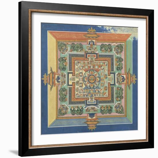 Mandala du livre ; Bahaishajyaguru et les sept autres Buddha de médecine-null-Framed Giclee Print