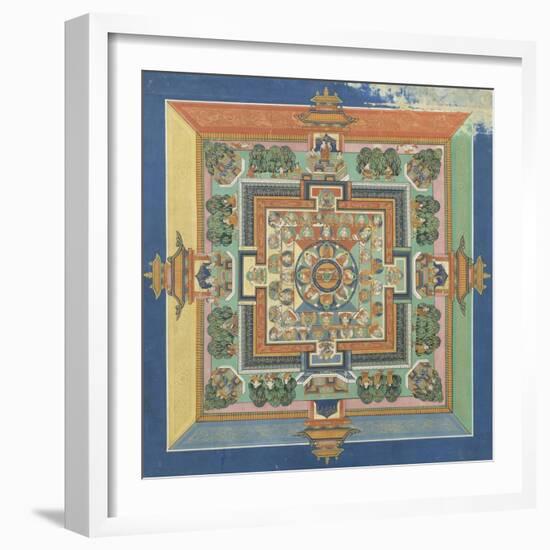 Mandala du livre ; Bahaishajyaguru et les sept autres Buddha de médecine-null-Framed Giclee Print