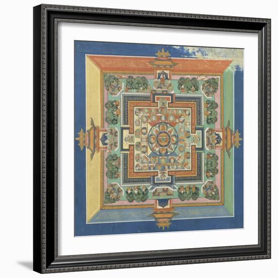 Mandala du livre ; Bahaishajyaguru et les sept autres Buddha de médecine-null-Framed Giclee Print