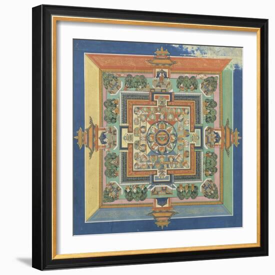 Mandala du livre ; Bahaishajyaguru et les sept autres Buddha de médecine-null-Framed Giclee Print