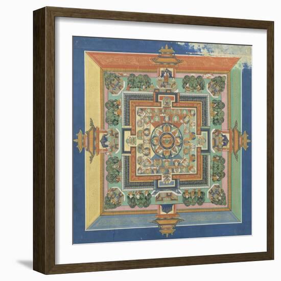 Mandala du livre ; Bahaishajyaguru et les sept autres Buddha de médecine-null-Framed Premium Giclee Print