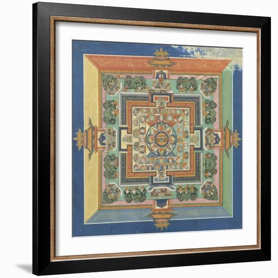 Mandala du livre ; Bahaishajyaguru et les sept autres Buddha de médecine-null-Framed Premium Giclee Print