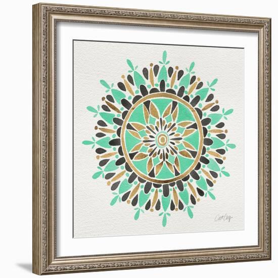 Mandala in Mint and Gold-Cat Coquillette-Framed Giclee Print