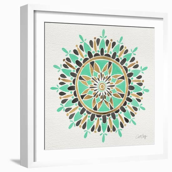 Mandala in Mint and Gold-Cat Coquillette-Framed Giclee Print