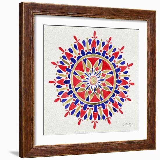 Mandala in Red and Navy-Cat Coquillette-Framed Giclee Print