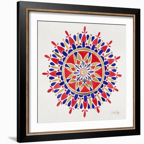 Mandala in Red and Navy-Cat Coquillette-Framed Giclee Print