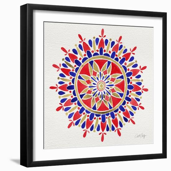 Mandala in Red and Navy-Cat Coquillette-Framed Giclee Print