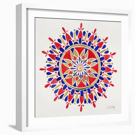 Mandala in Red and Navy-Cat Coquillette-Framed Giclee Print