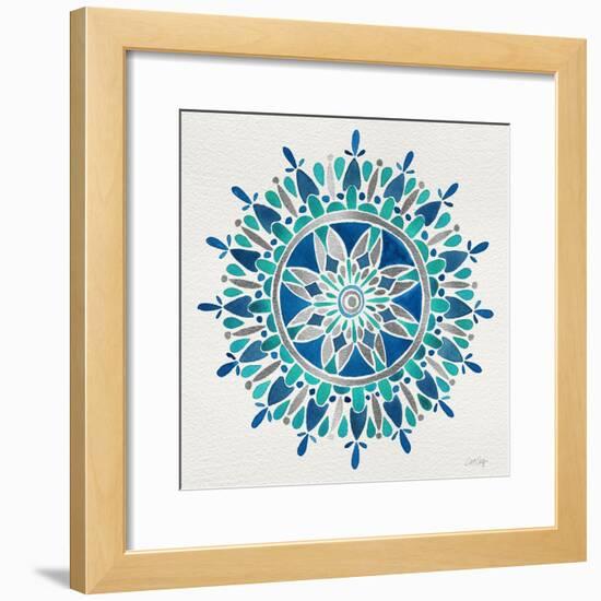 Mandala in Silver and Blue-Cat Coquillette-Framed Giclee Print