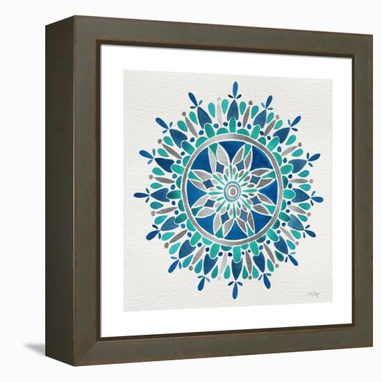 Mandala in Silver and Blue-Cat Coquillette-Framed Premier Image Canvas