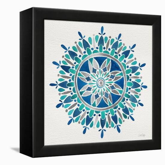 Mandala in Silver and Blue-Cat Coquillette-Framed Premier Image Canvas