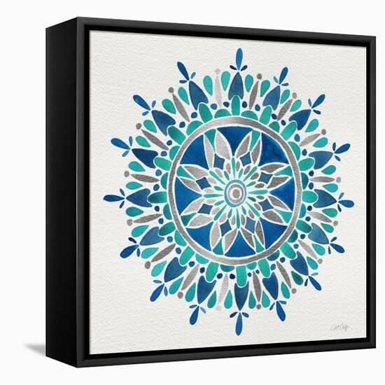 Mandala in Silver and Blue-Cat Coquillette-Framed Premier Image Canvas