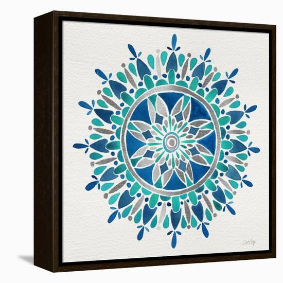 Mandala in Silver and Blue-Cat Coquillette-Framed Premier Image Canvas