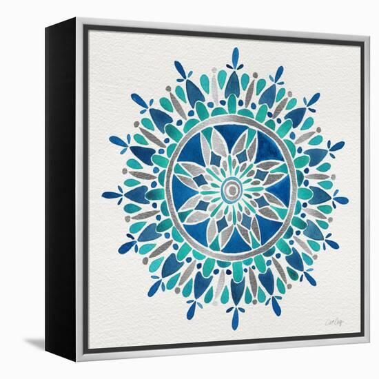Mandala in Silver and Blue-Cat Coquillette-Framed Premier Image Canvas