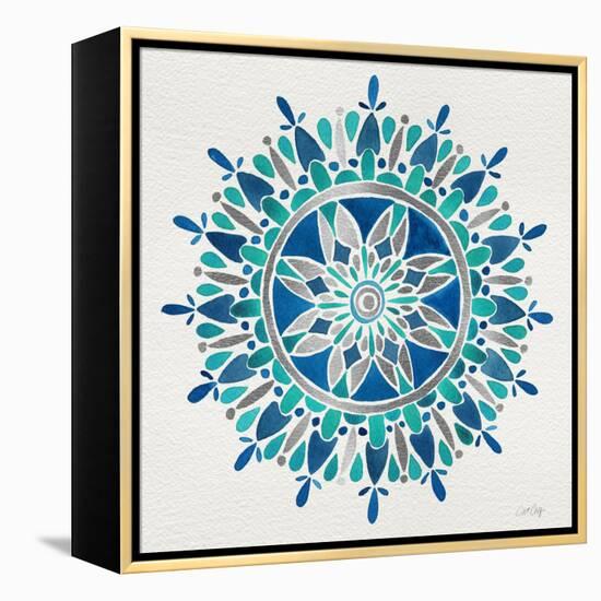 Mandala in Silver and Blue-Cat Coquillette-Framed Premier Image Canvas