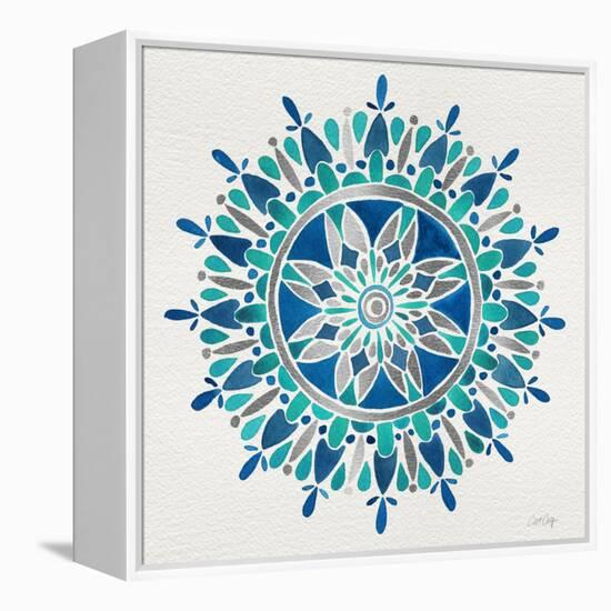 Mandala in Silver and Blue-Cat Coquillette-Framed Premier Image Canvas