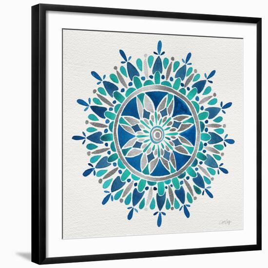 Mandala in Silver and Blue-Cat Coquillette-Framed Giclee Print