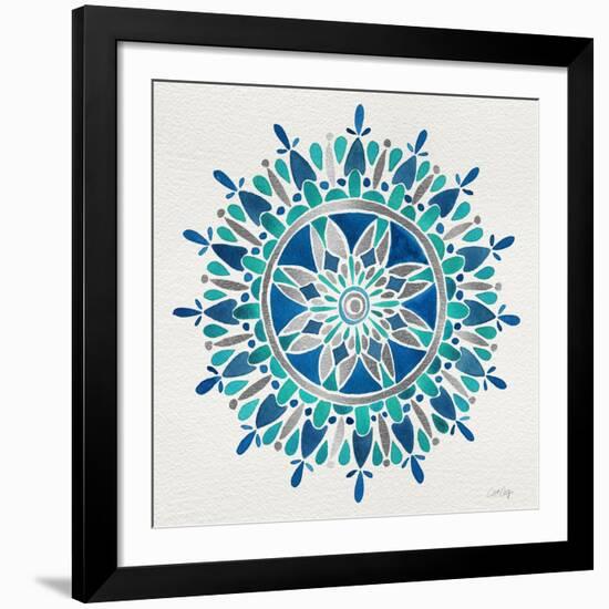 Mandala in Silver and Blue-Cat Coquillette-Framed Giclee Print