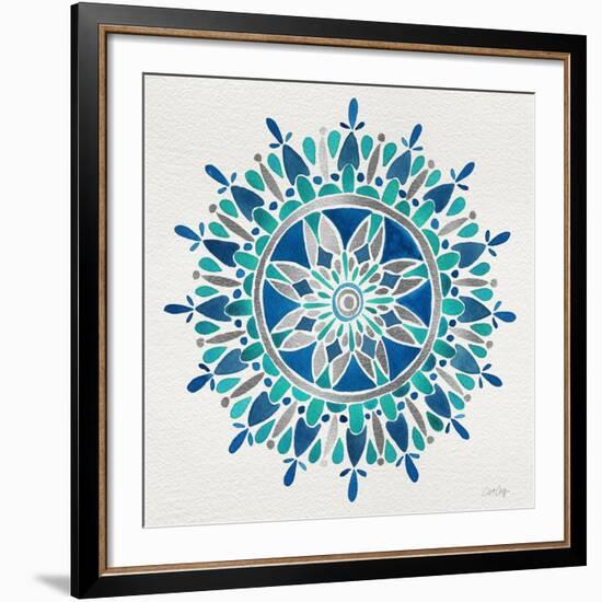 Mandala in Silver and Blue-Cat Coquillette-Framed Giclee Print