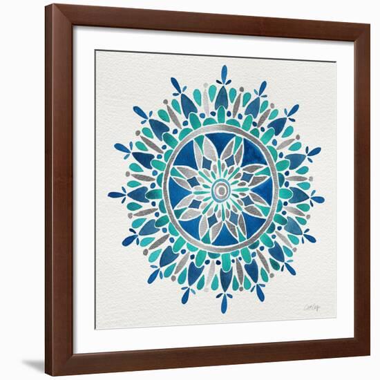 Mandala in Silver and Blue-Cat Coquillette-Framed Giclee Print