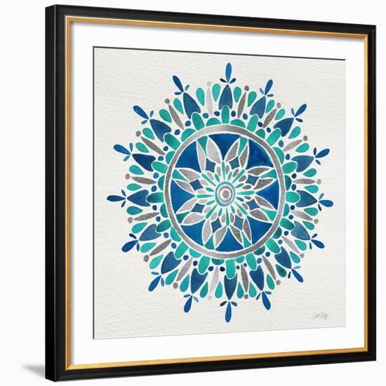 Mandala in Silver and Blue-Cat Coquillette-Framed Giclee Print