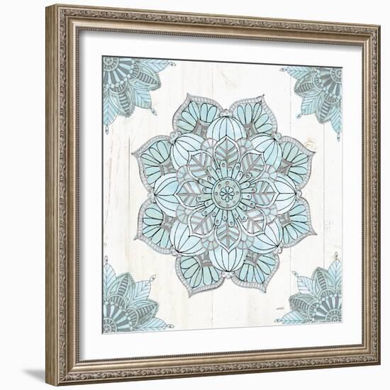 Mandala Morning V Blue and Gray-Anne Tavoletti-Framed Art Print