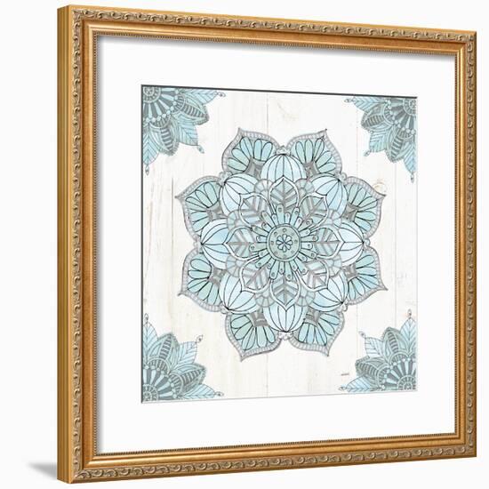 Mandala Morning V Blue and Gray-Anne Tavoletti-Framed Art Print