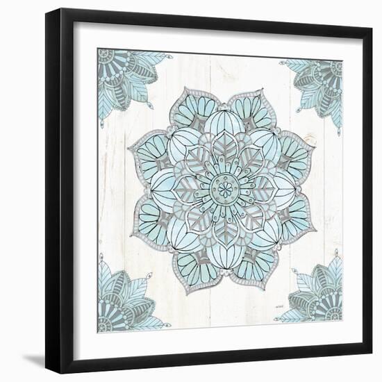 Mandala Morning V Blue and Gray-Anne Tavoletti-Framed Art Print