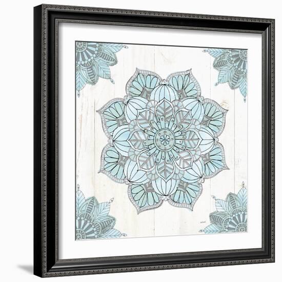 Mandala Morning V Blue and Gray-Anne Tavoletti-Framed Art Print