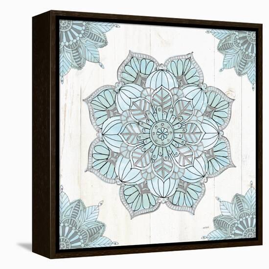 Mandala Morning V Blue and Gray-Anne Tavoletti-Framed Stretched Canvas