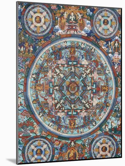 Mandala on a Tibetan Thangka, Bhaktapur, Nepal, Asia-Godong-Mounted Photographic Print