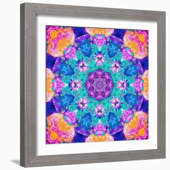 Mandala Ornament from Flower Photographs, Conceptual Symmetric Layer Work in Square Format-Alaya Gadeh-Framed Photographic Print