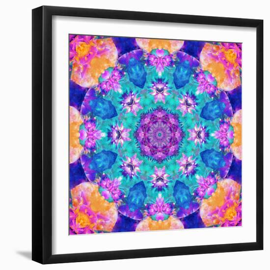 Mandala Ornament from Flower Photographs, Conceptual Symmetric Layer Work in Square Format-Alaya Gadeh-Framed Photographic Print