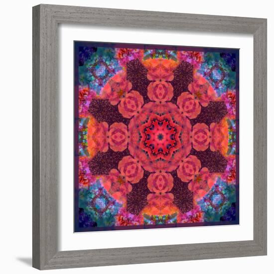 Mandala Ornament from Red Blooming Flowers, Conceptual Photographic Layer Work-Alaya Gadeh-Framed Photographic Print