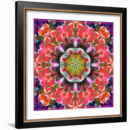 Mandala Ornament from Red Blooming Orchids, Conceptual Photographic Layer Work-Alaya Gadeh-Framed Photographic Print