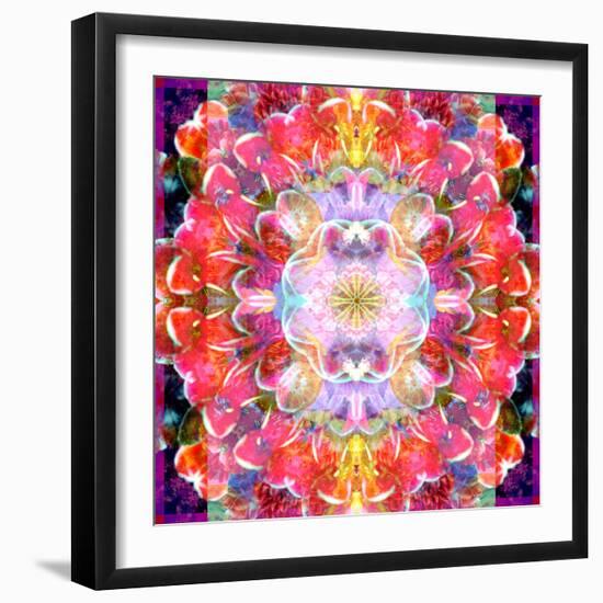 Mandala Ornament from Red Blooming Orchids, Conceptual Photographic Layer Work-Alaya Gadeh-Framed Photographic Print