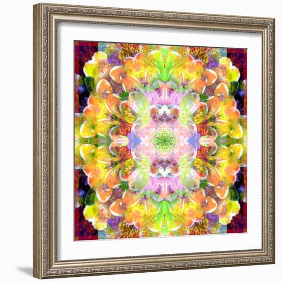 Mandala Ornament from Red Blooming Orchids, Conceptual Photographic Layer Work-Alaya Gadeh-Framed Photographic Print