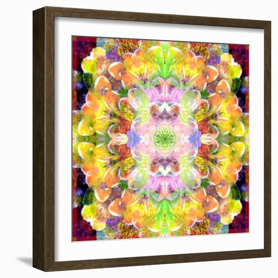 Mandala Ornament from Red Blooming Orchids, Conceptual Photographic Layer Work-Alaya Gadeh-Framed Photographic Print