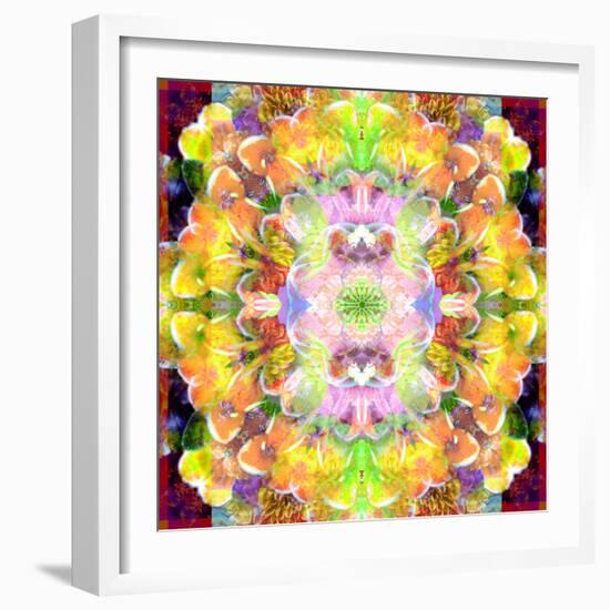 Mandala Ornament from Red Blooming Orchids, Conceptual Photographic Layer Work-Alaya Gadeh-Framed Photographic Print