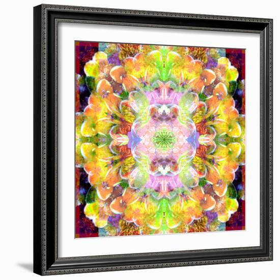 Mandala Ornament from Red Blooming Orchids, Conceptual Photographic Layer Work-Alaya Gadeh-Framed Photographic Print