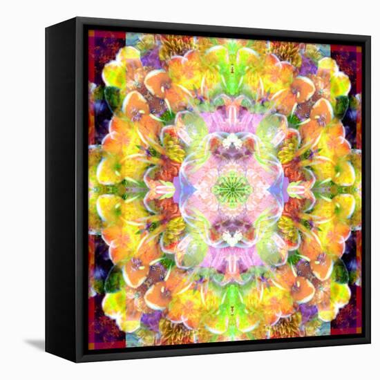 Mandala Ornament from Red Blooming Orchids, Conceptual Photographic Layer Work-Alaya Gadeh-Framed Premier Image Canvas