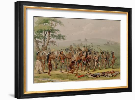 Mandan Archery Contest, circa 1832-George Catlin-Framed Giclee Print