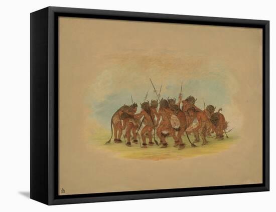 Mandan Buffalo Dance, 1861-George Catlin-Framed Premier Image Canvas